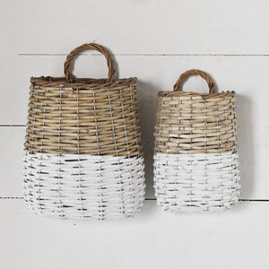 White Wash Wall Pocket Basket