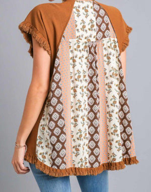 Linen-Like Front with Print Back