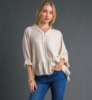 Linen-Like Top Oatmeal