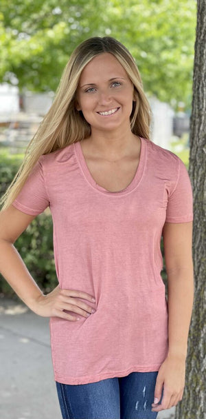 Super Soft Cherry Pink Scoop Neck