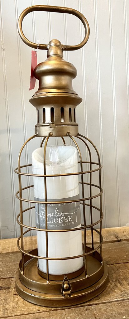 Gold Finish Metal Cage Lantern